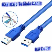 USB 3.0 Type-A Male to Male USB to USB Cable Cord for Data Transfer Charger Lead
