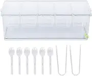 Ice Chilled Condiment Server Plastic Storage Cold Food Container Clear Sauce Caddy Serving Tray Container with Lid Multi Functional Design for Home Kitchens and Travel (5 Grids)