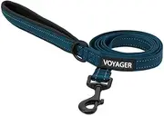 Voyager Reflective Dog Leash with Neoprene Handle, 5ft Long, Supports Small, Medium, and Large Breed Puppies, Cute and Heavy Duty for Walking, Running, and Training - Blue (Leash), S
