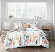 Ocean Beach Anchor Shell Conch Quilt Doona Duvet Cover Pillow Case Set