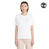 在飛比找PChome24h購物優惠-Timberland 女款白色有機棉胸前圓形LOGO短袖T恤