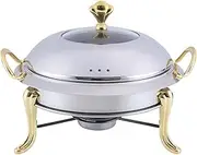 Qianly Fuel Stove Catering Warmer Set Anti Scald High Efficiency Anti Scalding Stainless Steel Chafing Dish Buffet Set for Commercial Baking, Aureate