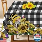JNDJE Sunflower Tablecloth 5270 Inch, Gnomes Table Cloth for Rectangle, Black