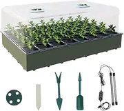 KSONE Seed Starter Tray with Grow Light,2 Pack 80 Cells Seedling Tray Kit with Humidity Dome/Indoor Plant Starter Kit, Adjustable Brightness Plant Germination Trays