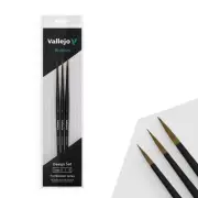 Vallejo Paint B01991 Natural Hair 0 1 and 2 Pro Model Brush Set