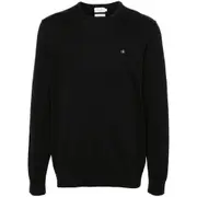 [Calvin Klein] Calvin Klein Logo-embroidered Jumper XL BLACK