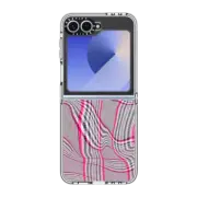 Galaxy Z Flip6 Clear Case Distorted Plaid - Pink