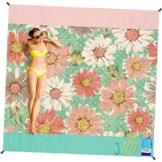 Beach Blanket Sandproof Waterproof 78''×81'' 1-4 Adults 78''x81'' Flowers