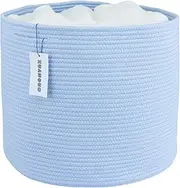 XUANGUO Cotton Rope Basket For Girls Boys Kids 16”X14” Baby Laundry Baskets Nursery Bin Round Woven Basket For Storage Toys Blankets Shoes Clothes blue