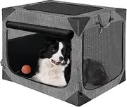 Nottia Dog Crates,Collapsible Soft Travel Crate for Large Dogs (3 Year Warranty), Indoor & Outdoor Portable Pet Kennel with Chew Proof Mesh Window (Dark Gray, 36" L x 25" W x 25" H) ﻿