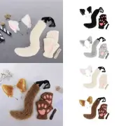 Cat Ears and Tail Set Plush Ears Hair Hoop for Festival Halloween Night Club