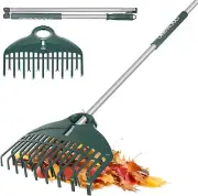 17-Inch Compact Leaf Rake with Foldable Handle - Lightweight Steel Design