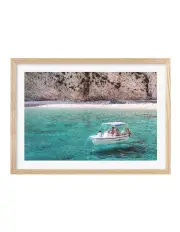 [Profile Australia] Australian Made Boat Emerald Waters Art Print A1 Frame in Natural Oak
