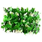 Expandable Leaf Fence Panel Green Leaves White Flowers Garden Decoration