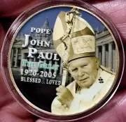 PAPA GIOVANNI PAOLO II COOK ISLANDS "BEATO ED AMATO" COLORIZZATO ORO PL.