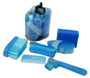 Sparkles+Bling Hearts Horse Pony Childs Grooming Kit 7 Piece In Duffle Bag Blue