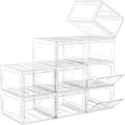 Shoe Organizer, Solid Plastic Boxes, Stackable, For Closet, Display Case, Home