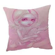 Pink Albino Alligator Angel Cushion Cover