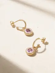 [Alison Lou] Alison Lou - Madison 14-karat Gold, Laboratory-grown Amethyst And Enamel Earrings - Purple - One size One size Purple