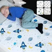 Hygge Sheets® Potty Training Pee Pads for Kids, Toddlers - 100% Waterproof, Non Slip Bed Wetting Pad for Twin Beds - Washable, Reusable Mattress & Sheet Protector - Space