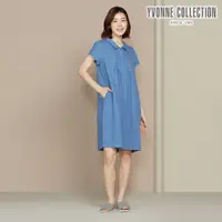 在飛比找誠品線上優惠-YVONNE COLLECTION 雙層紗半開襟短袖洋裝-藍