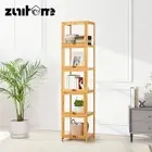 ZUNI 5-Tier Display Cabinet Storage Flip-Top Shelves Stand Rack Bookcase Natural