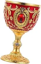 MOTHNUR Metal Wine Cup Cocktail Gold Wine Cup Whiskey Small Vintage Mug Fancy Liqueur Glasses Vintage Glassware Cocktail Glasses Mini Embossed Goblet Chalice Goblet Red Alloy