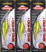 (3) Berkley 1/3 Oz 2 3/4" Bad Shad 7 Rattle Crankbaits Fools Gold Brand New