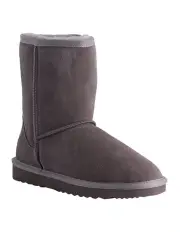 [Aus Wooli Ugg] Mid Calf Zip-Up Sheepskin Ugg Boot in Grey