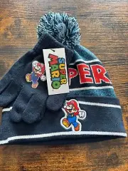 Bioworld Super Mario Knit Hat And Gloves Set NEW WITH TAGS