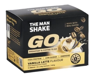 * The Man Shake Go Vanilla Latte 56g x 10 Sachets