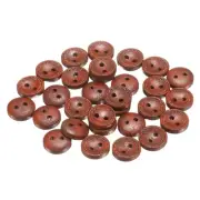 30pcs Wooden Sewing Button 11mm 2 Holes Round Craft Clothing Button Red Brown