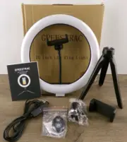 GPEESTRAC 10" LED Ring Light with Tripod Stand, Phone Holder, Remote, New L2