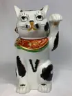 Kutani Maneki Neko Beckoning Cat Porcelain Moriage Japanese Cookie Jar MCM