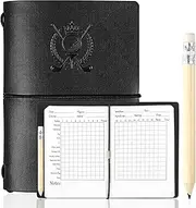 ARCHEREST Golf Scorecard Book with Pencil, Waterproof Leather Golf Scorecard Notebook Log Journal Holder with Pages for Men Golfers, Sports and Outdoor Club Accessories