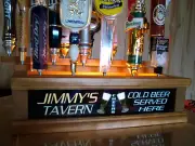 LIGHTED 18 BEER TAP HANDLE DISPLAY Personalized tavern bar sign