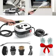 Eigoods 2500w Handheld High-Temperature Pressurized Cleaner, Portable High Pressure Steam Cleaner with Brush Head and 1000ml Tank, 6-Speed Adjustment for Home Car Kitchen (White)