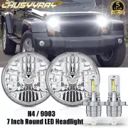 Pair 7 inch LED Headlights Round DOT Approved Hi/Lo Lamp For Jeep TJ 1997-2006
