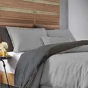 Egyptian Cotton Duvet Cover King Size Reversible 1000 Thread Count 1 Duvet Cover & 2 Pillow Shams Long Staple Quilt Silky Soft, Breathable With Zipper -3 Piece Set (Silver Grey/Elephant Grey)