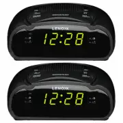 2PK Lenoxx AM/FM Station Dual Alarm Clock Radio Sounds Digital LED Snooze Sleep