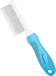 Grooming Comb for Long & Curly Hair in Dogs & Cats - Top Pet Detangler Brush - Removes & Prevents Matted Fur - Perfect for Goldendoodle, Poodle Mixes, and Cat Undercoat