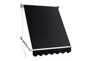 Retractable Fixed Pivot Arm Window Awning Patio Garden Blinds 2.4m x 2.1m Black