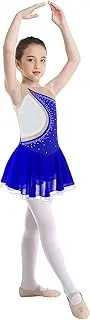 [Loodgao] Figure Ice Skating Dress for Girls Sparkly Rhinestone Sleeveless Dance Dress Ballet Tutu Competition Costume