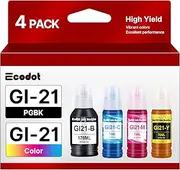 GI-21 G3260 G3270 Ink Bottles Compatible for Canon 21 GI-21 GI21 Ink Refill Bottles for Canon G3260 G3270 G4270 G2260 G1220 G1230 G2270 MegaTank Printers (Black, Cyan, Magenta, Yellow, 4 Pack)