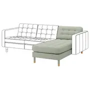 LANDSKRONA chaise longue, add-on unit, Gunnared light green/wood