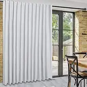 DWCN Patio Sliding Door Curtains - Extra Wide Curtains for Glass Door, Room Divider Blackout Thermal Curtain Panel with Back Tab & Rod Pocket for Bedroom Partition, 100 x 84 Inches, Greyish White