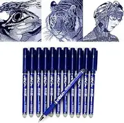VANANA 12Pcs 0.5mm Erasable Pen Blue Gel Ink Roller Ball Pens Set Office Home Stationery Party Gift