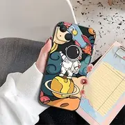 Space Star Astronaut Cute Case for iPhone 11 13 12 Pro Max XR X XS Max 8 7 6 6S Plus Soft Silicone Black Phone Cover Capa,A00192,for iPhone Xs Max