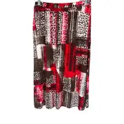 Bob Mackie's Women's Pull-on Brush Stroke Printed Skirt Red Small Size