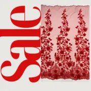 RED - 3-D Floral Lace with Pearls Embroidery and Scallops On Fabric By Yard